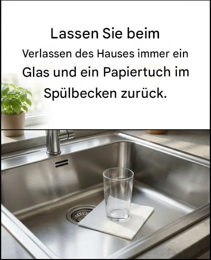 Der Trick mit dem Glas im Spülbecken: Warum Sie ihn vor dem Verlassen des Hauses unbedingt anwenden sollten