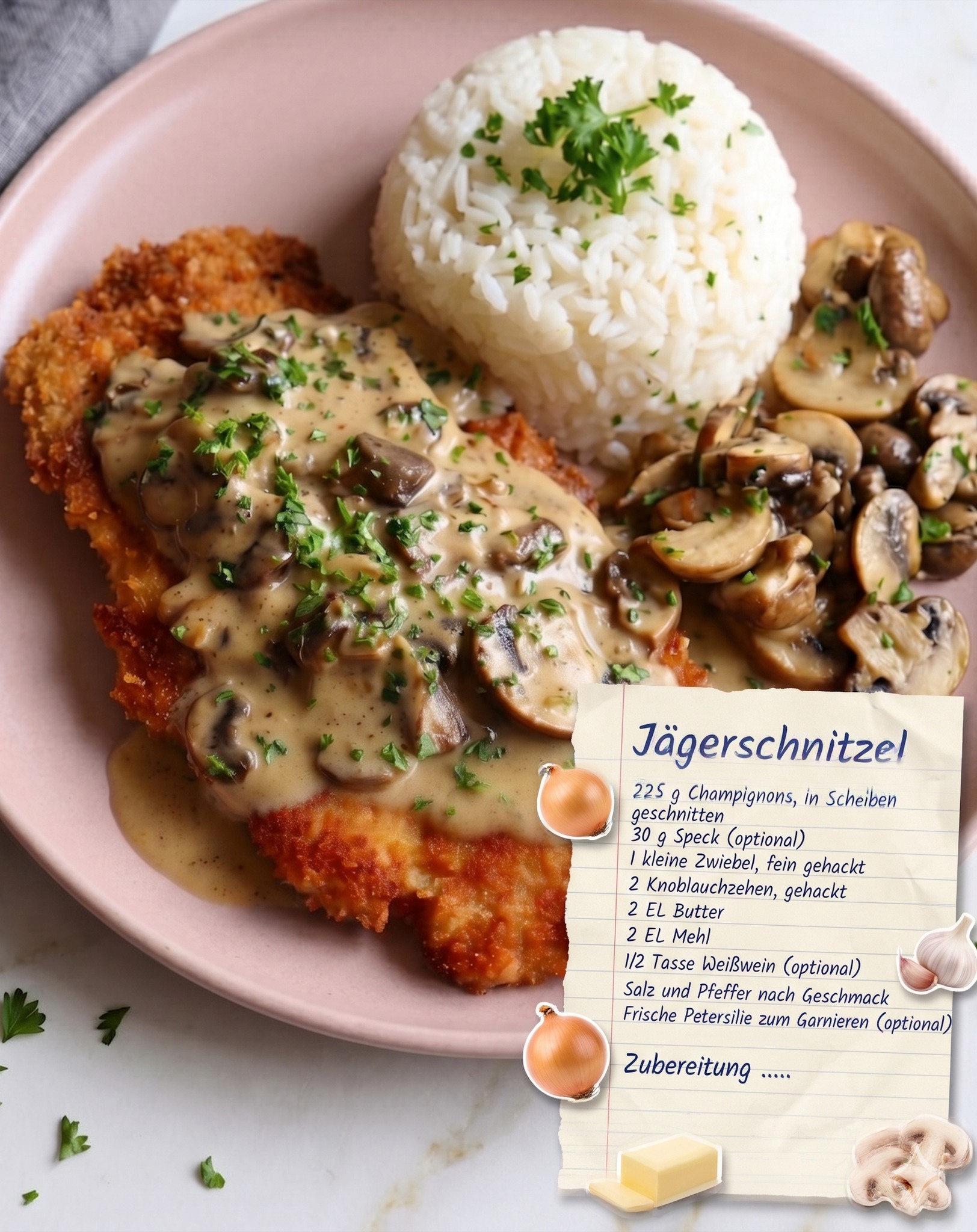 Saftig würzig unglaublich, dieses Jägerschnitzel ist der Beweis dass die deutsche Küche einfach keine Konkurrenz hat