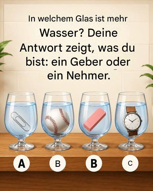 Welches Glas enthält mehr Wasser?