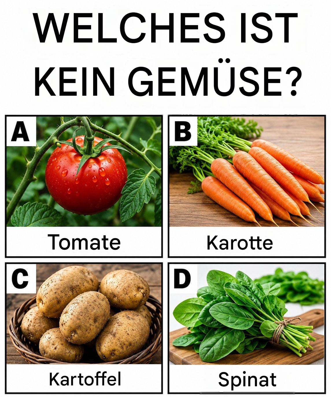 Welche davon ist kein Gemüse?