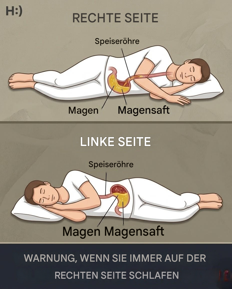 Welchen Risiken geht man ein, wenn man auf der rechten Seite schläft?