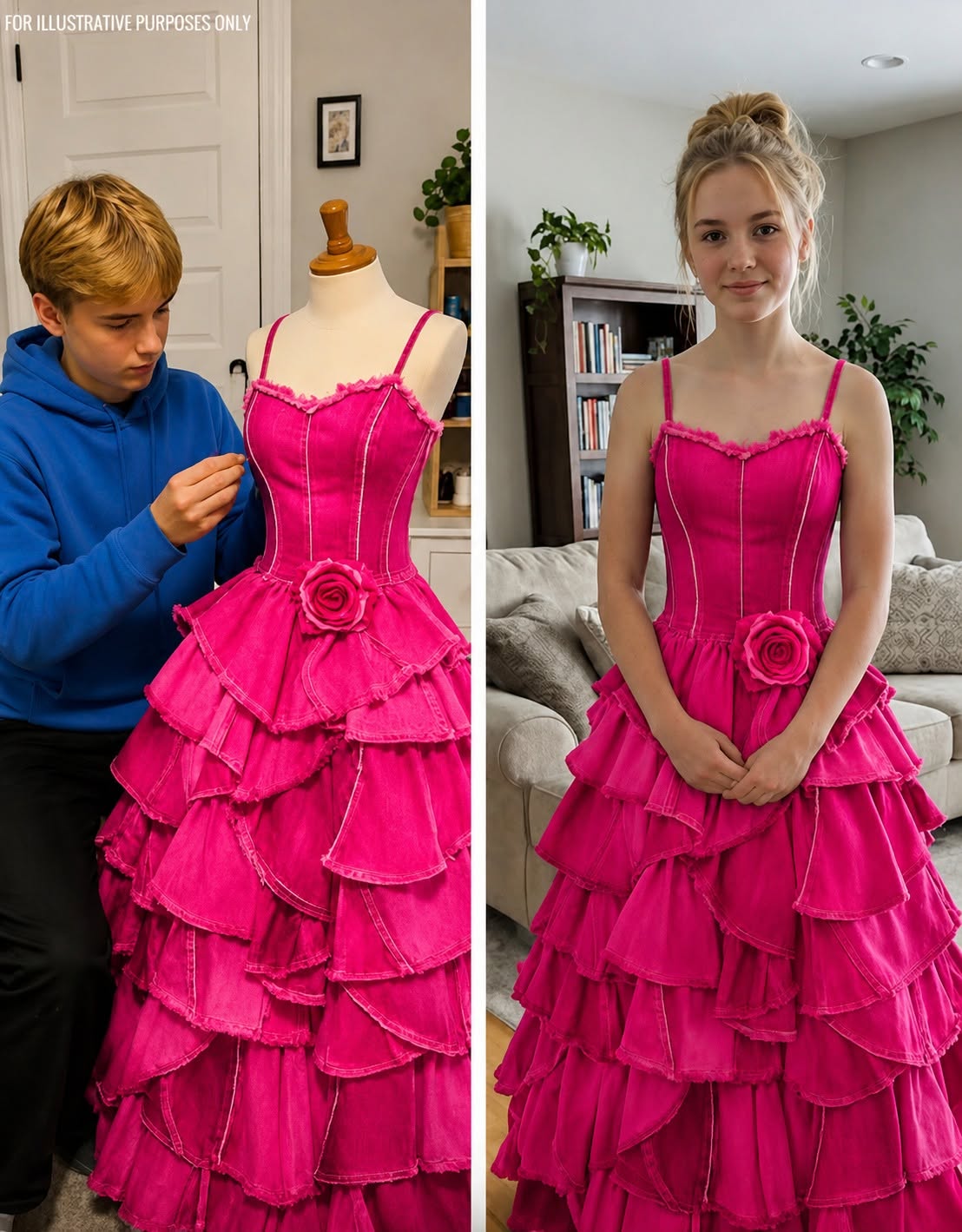 Meine Stiefmutter weigerte sich, mir ein Ballkleid zu kaufen. Daraufhin verwandelte mein Bruder die Jeans unserer verstorbenen Mutter in etwas, das sie sprachlos machte.