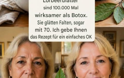 Lorbeerblätter sind 100.000 Mal wirksamer als Botox. Sie glätten Falten, selbst im Alter von 70 Jahren.
