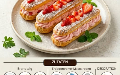 Erdbeer-Mascarpone-Éclairs: Ein unwiderstehlicher Fruchtgenuss!