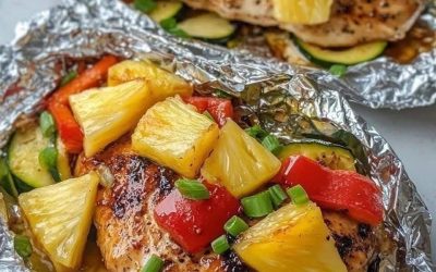 Rezept für Teriyaki-Hähnchen und Ananas in Folienpäckchen