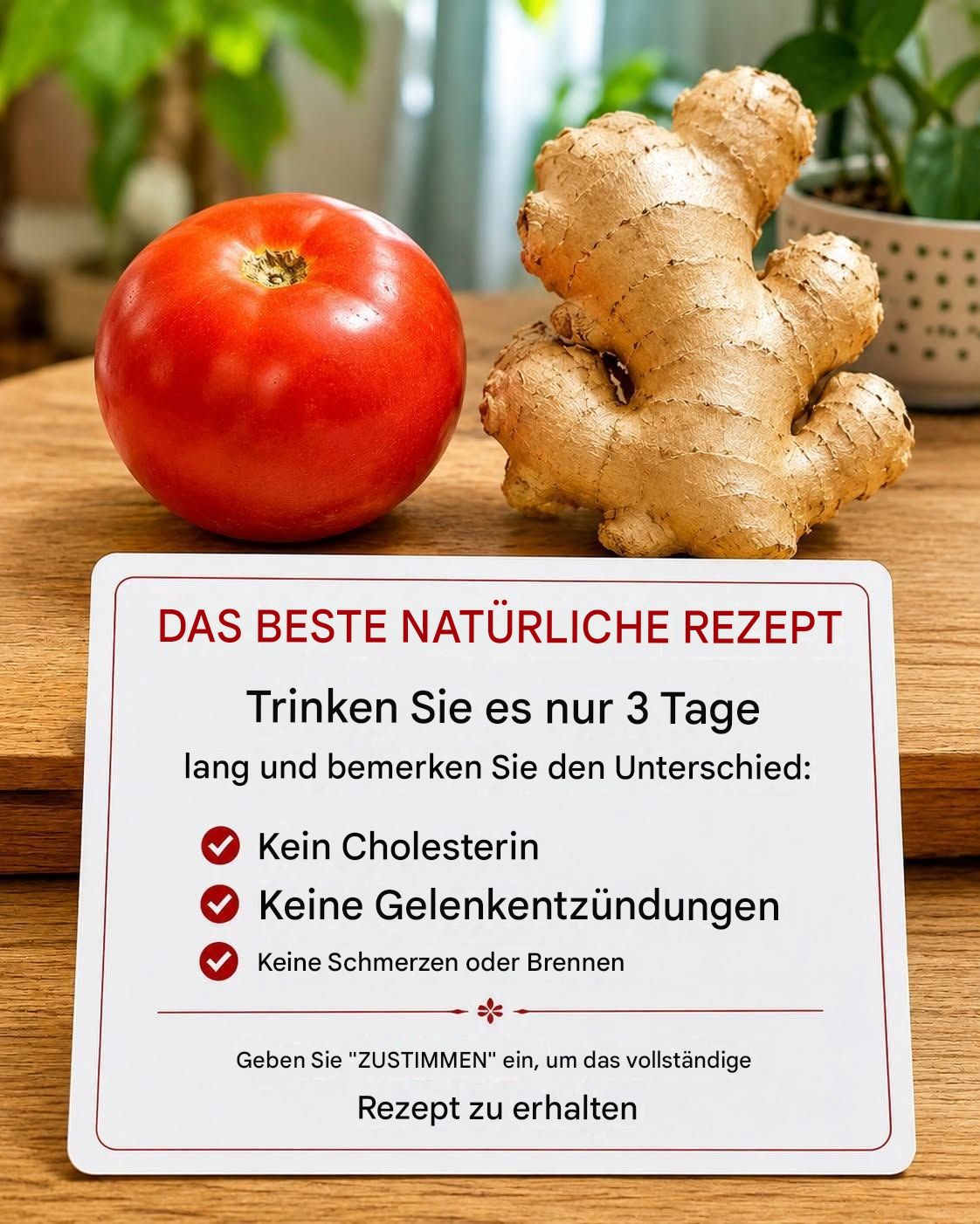 „Nehmen Sie das drei Tage lang ein, und Sie werden den Unterschied merken: kein Cholesterin mehr, keine Arthritis und keine Müdigkeit mehr. Ich