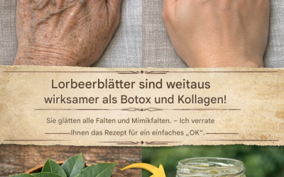 Lorbeerblätter sind viel wirksamer als Botox und Kollagen! Sie glätten alle Falten und Mimikfalten. Ich brauche Ihre Rückmeldung, um weiterhin meine Rezepte zu erhalten.
